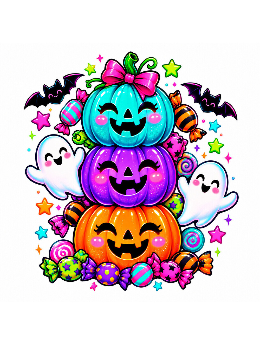 4PCS 10in Fall Pumpkin Ghost Wreath DTF Heat Transfers